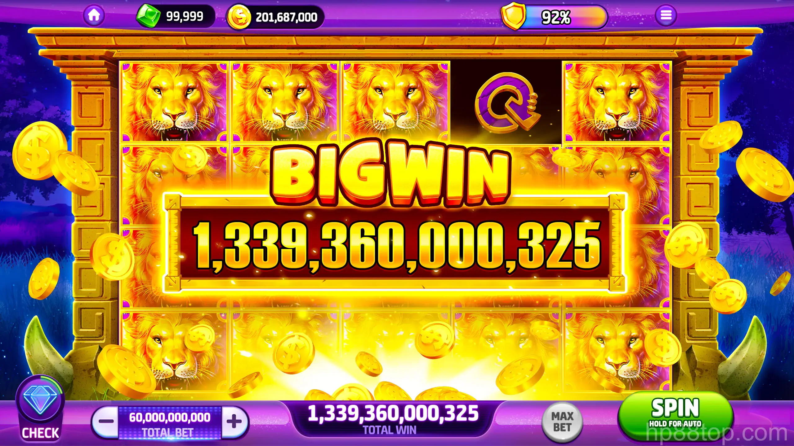 Màn hình trò chơi Slots tại Hp88